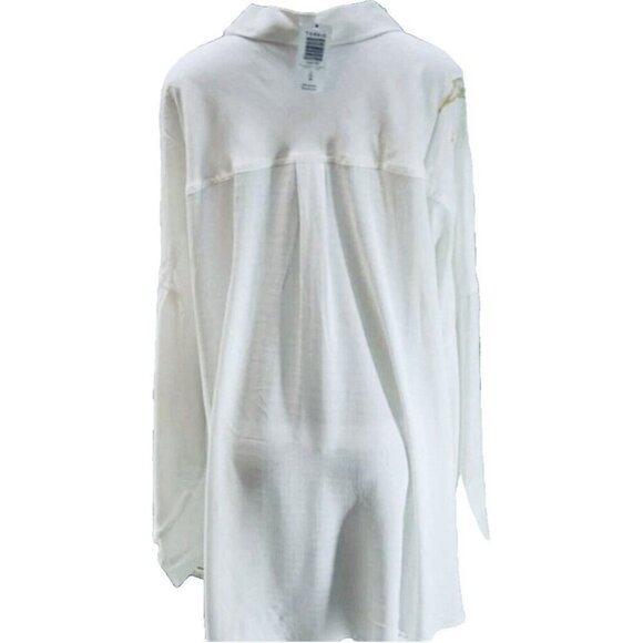 Torrid +4 White Sheer Button Embroidered Lightning Bolt Accent Long Sleeve Shirt - Picture 4 of 6